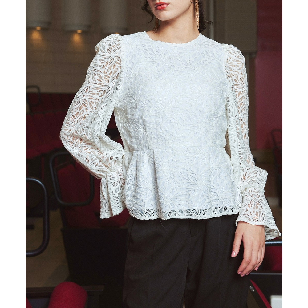 【入学式・卒業式・フォーマル】<単品>総レースペプラムデザインブラウス 大きいサイズ Callarus11