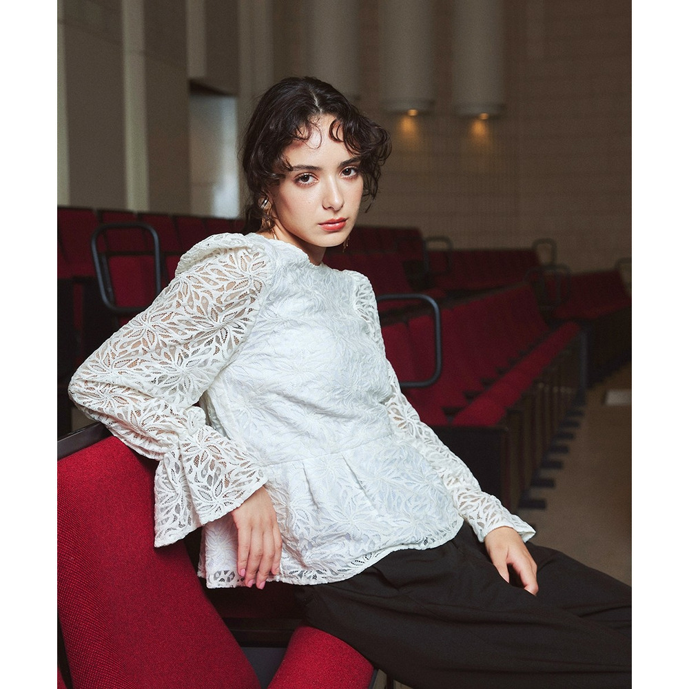 【入学式・卒業式・フォーマル】<単品>総レースペプラムデザインブラウス 大きいサイズ Callarus13