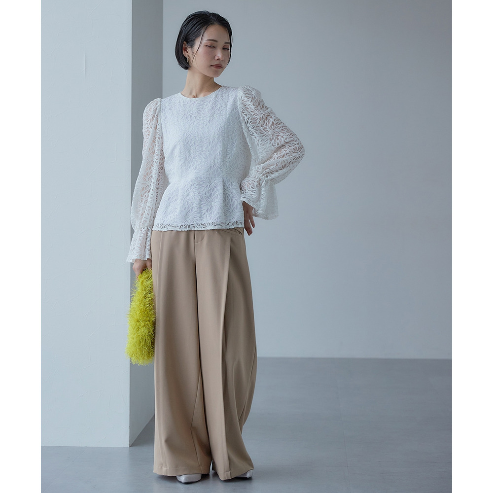 【入学式・卒業式・フォーマル】<単品>総レースペプラムデザインブラウス 大きいサイズ Callarus21