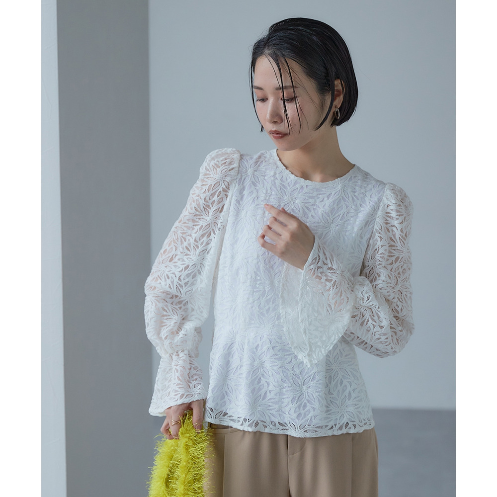 【入学式・卒業式・フォーマル】<単品>総レースペプラムデザインブラウス 大きいサイズ Callarus24