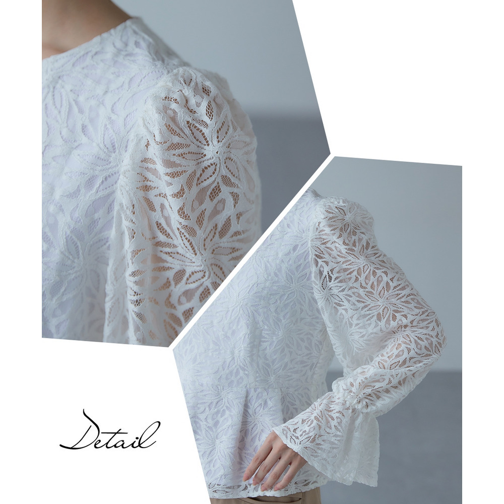 【入学式・卒業式・フォーマル】<単品>総レースペプラムデザインブラウス 大きいサイズ Callarus29