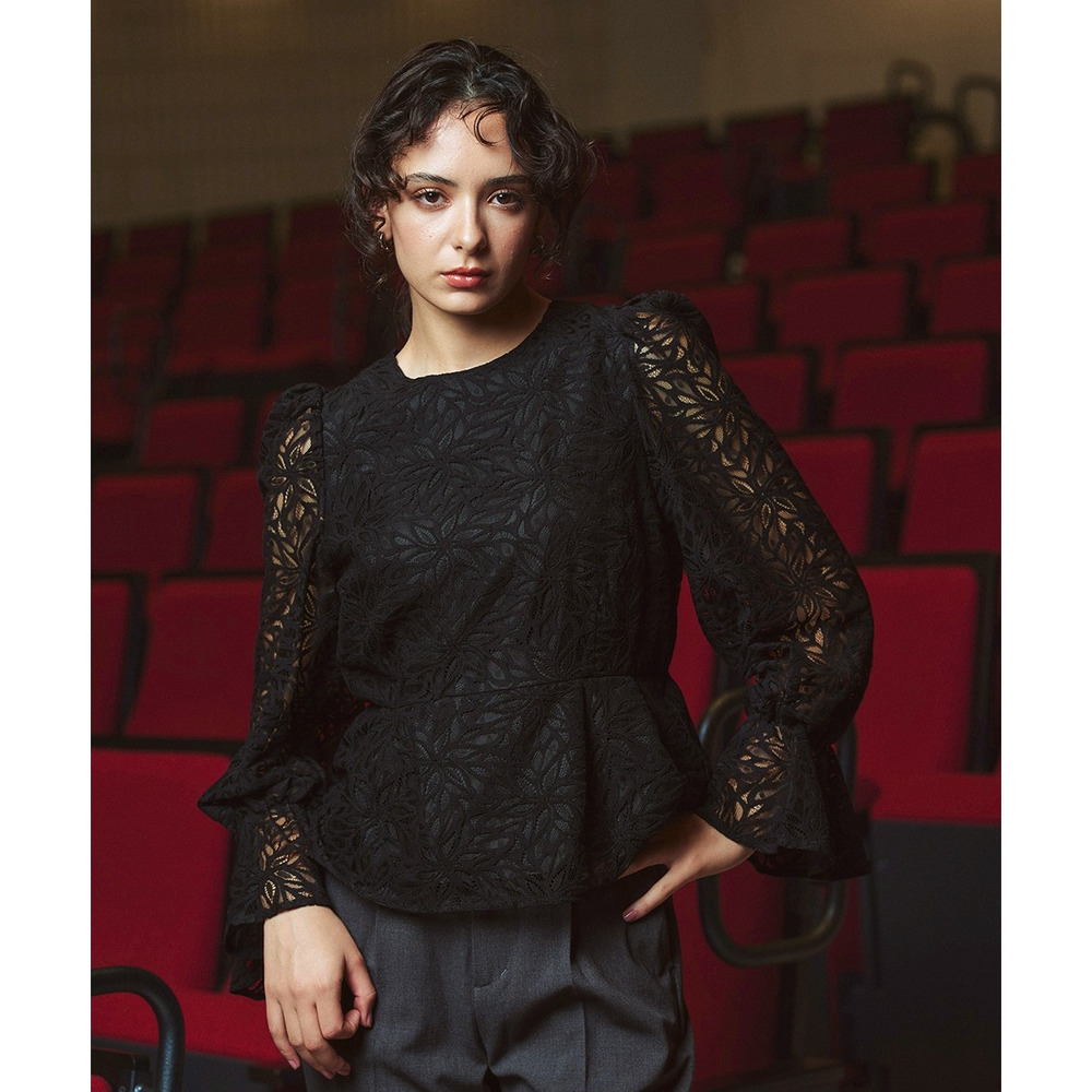 【入学式・卒業式・フォーマル】<単品>総レースペプラムデザインブラウス 大きいサイズ Callarus4