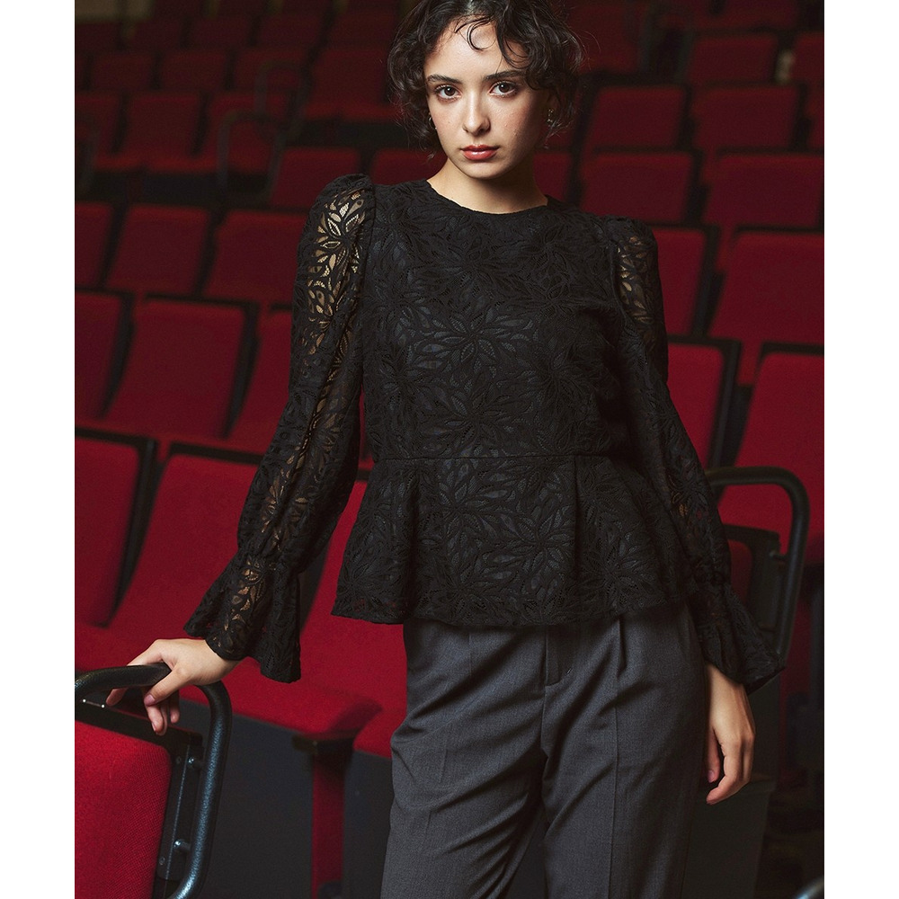 【入学式・卒業式・フォーマル】<単品>総レースペプラムデザインブラウス 大きいサイズ Callarus7