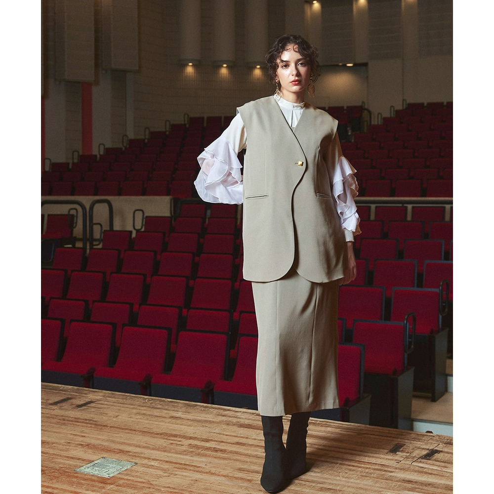 【入学式・卒業式・フォーマル】<単品>ラッフルデザイン袖ブラウス 大きいサイズ Callarus11