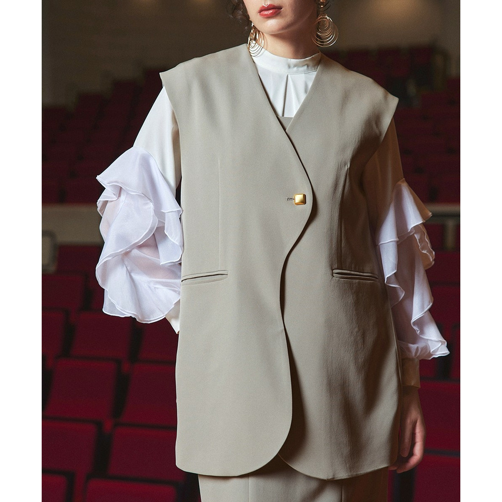 【入学式・卒業式・フォーマル】<単品>ラッフルデザイン袖ブラウス 大きいサイズ Callarus13