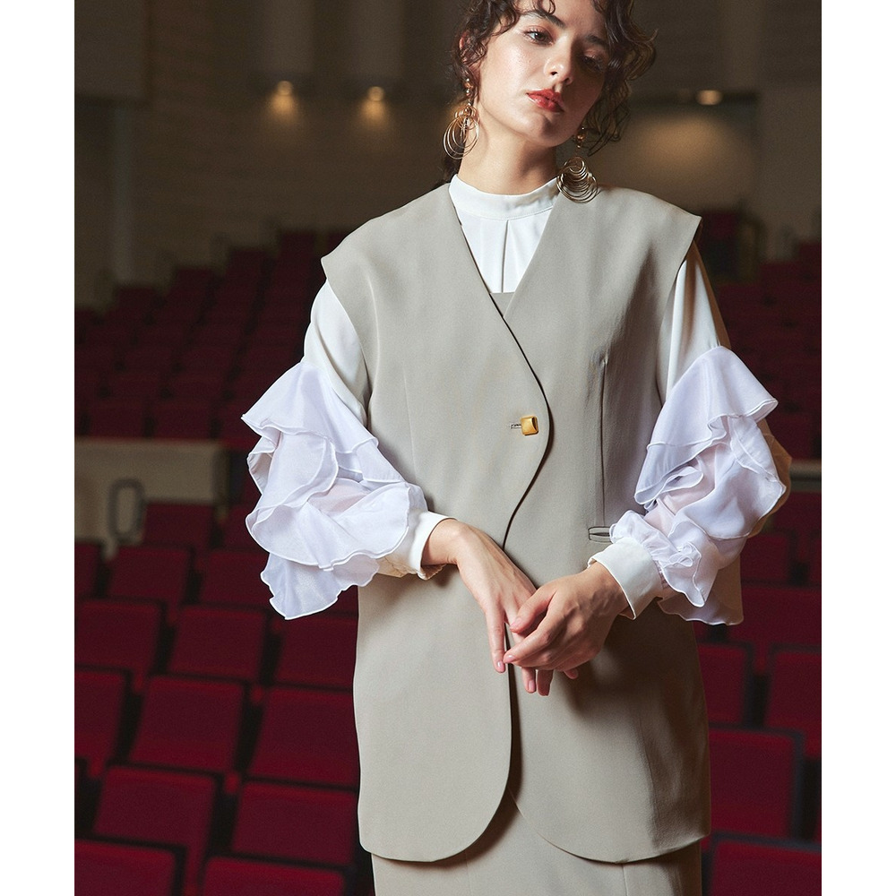 【入学式・卒業式・フォーマル】<単品>ラッフルデザイン袖ブラウス 大きいサイズ Callarus15