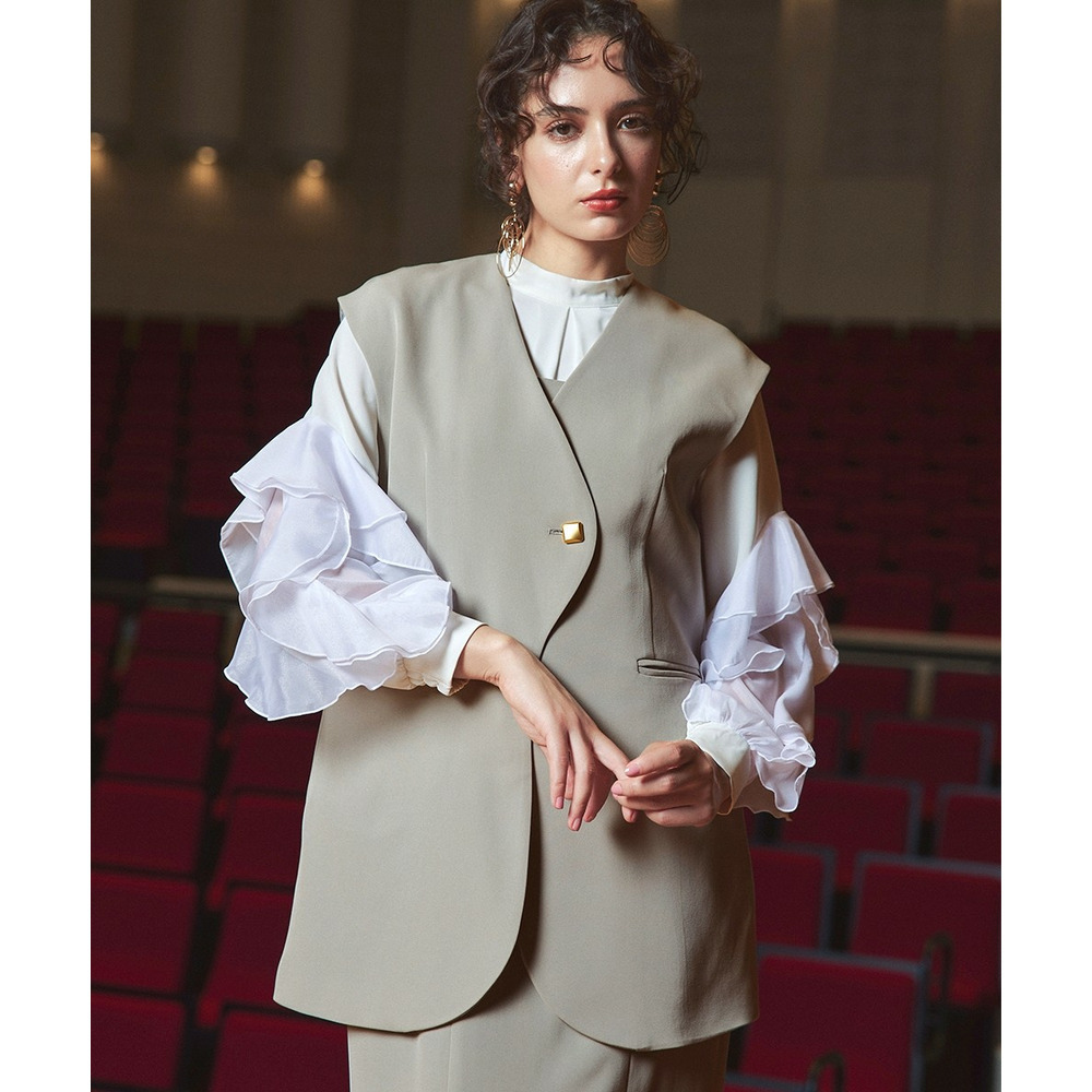 【入学式・卒業式・フォーマル】<単品>ラッフルデザイン袖ブラウス 大きいサイズ Callarus16