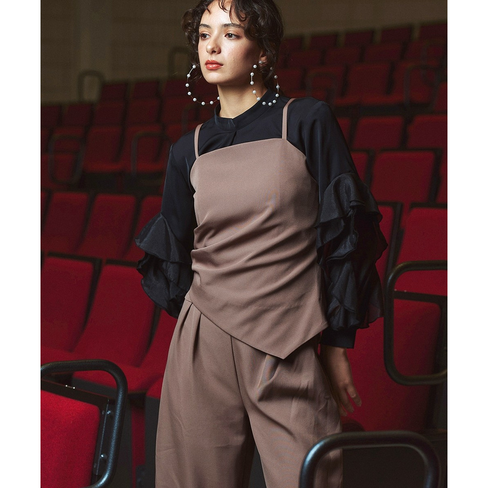 【入学式・卒業式・フォーマル】<単品>ラッフルデザイン袖ブラウス 大きいサイズ Callarus19