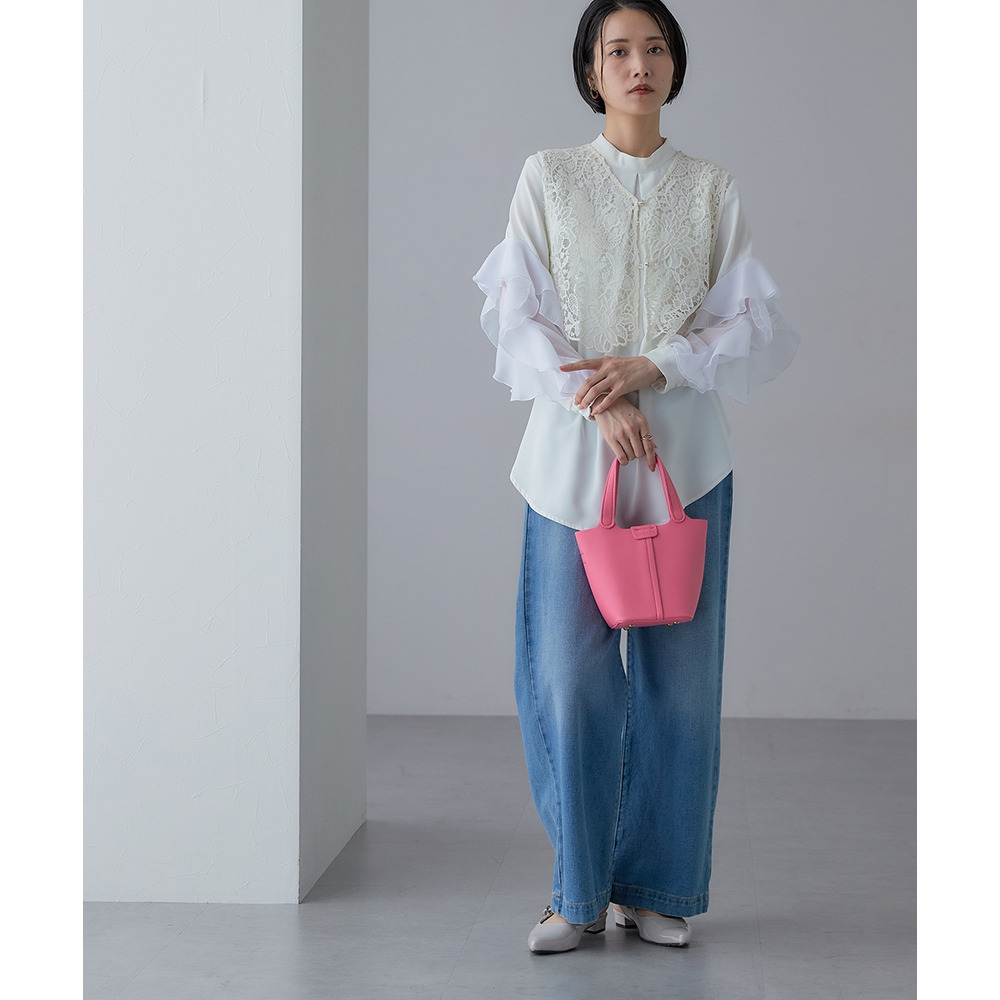 【入学式・卒業式・フォーマル】<単品>ラッフルデザイン袖ブラウス 大きいサイズ Callarus23