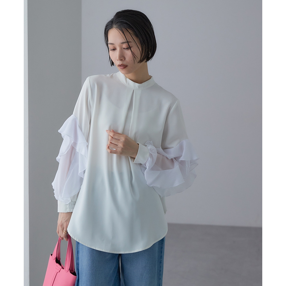 【入学式・卒業式・フォーマル】<単品>ラッフルデザイン袖ブラウス 大きいサイズ Callarus26