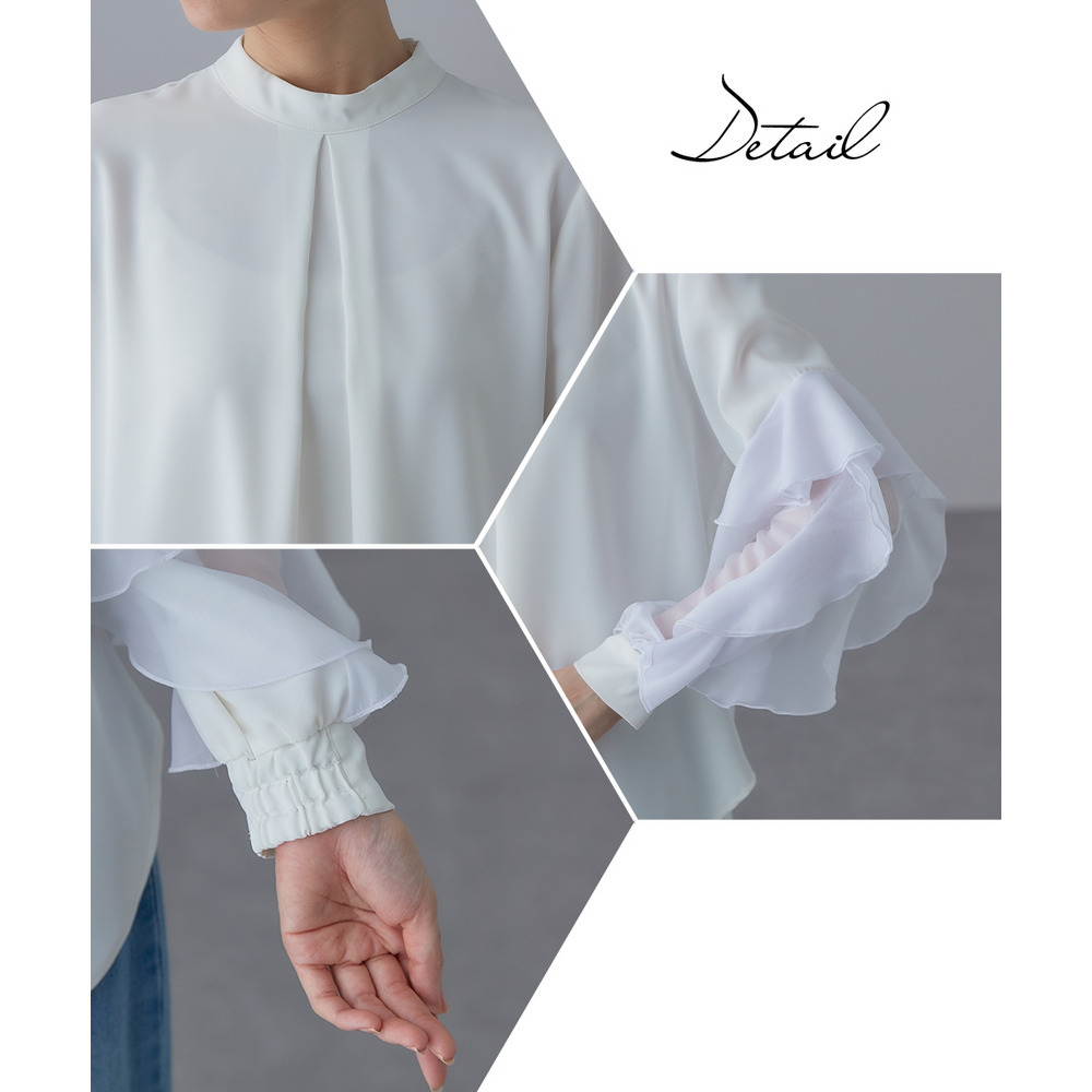 【入学式・卒業式・フォーマル】<単品>ラッフルデザイン袖ブラウス 大きいサイズ Callarus29