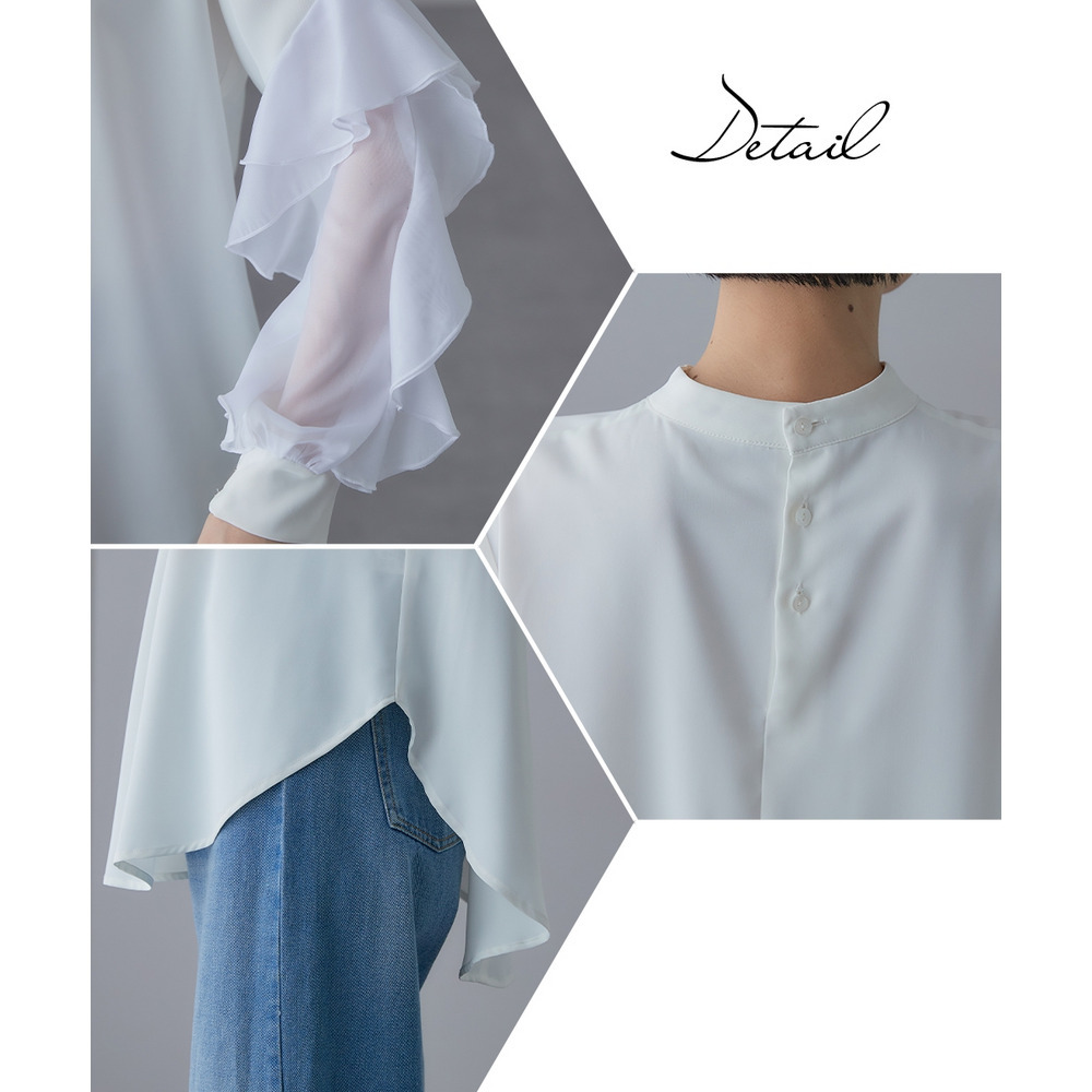 【入学式・卒業式・フォーマル】<単品>ラッフルデザイン袖ブラウス 大きいサイズ Callarus30