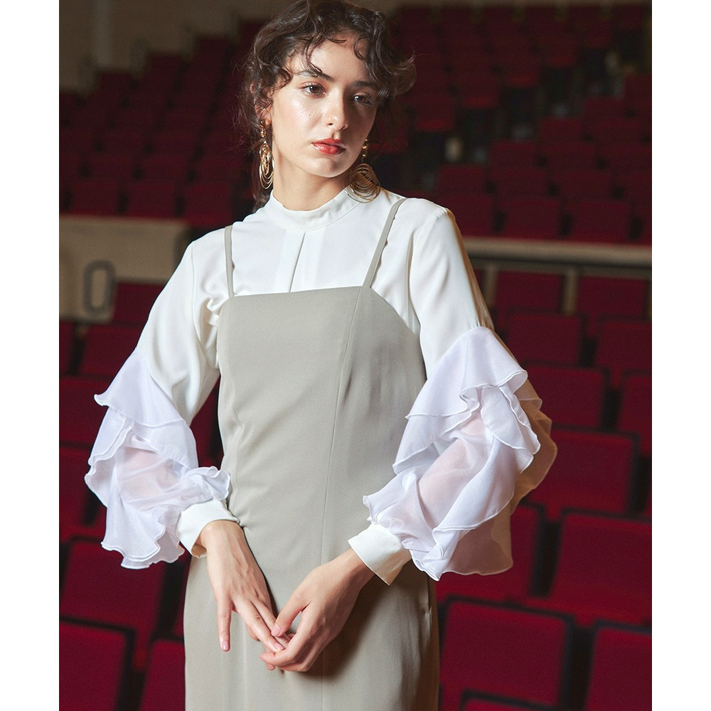 【入学式・卒業式・フォーマル】<単品>ラッフルデザイン袖ブラウス 大きいサイズ Callarus7