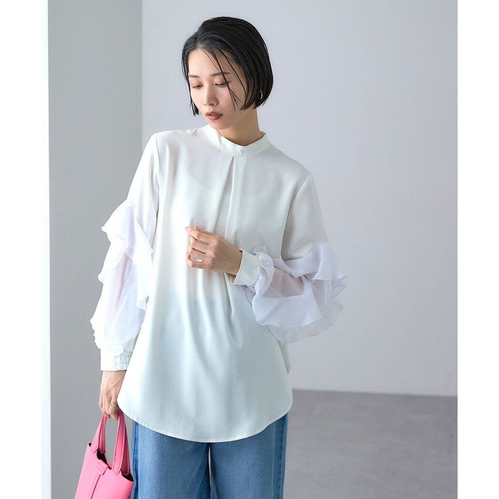 【入学式・卒業式・フォーマル】<単品>ラッフルデザイン袖ブラウス 大きいサイズ Callarus1