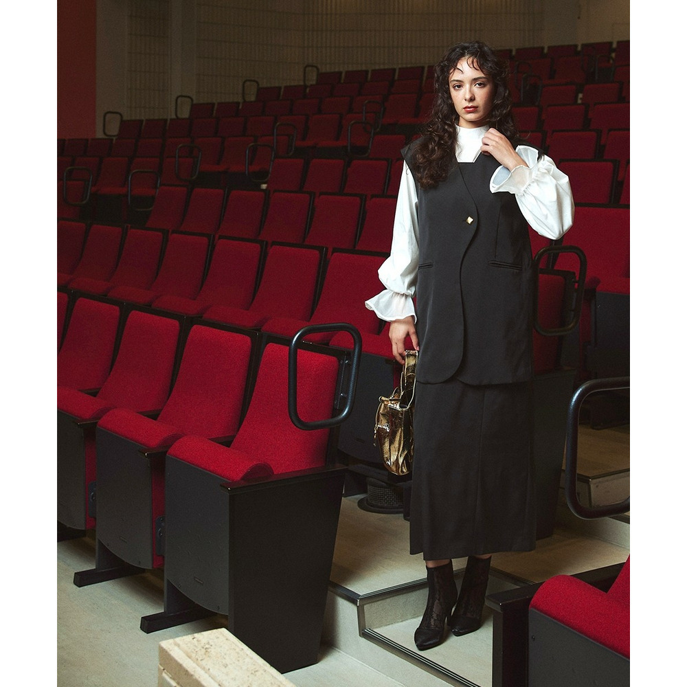 【入学式・卒業式・フォーマル】<単品>前後2WAYオーガンジーリボン付き袖フリルブロードブラウス 大きいサイズ Callarus10