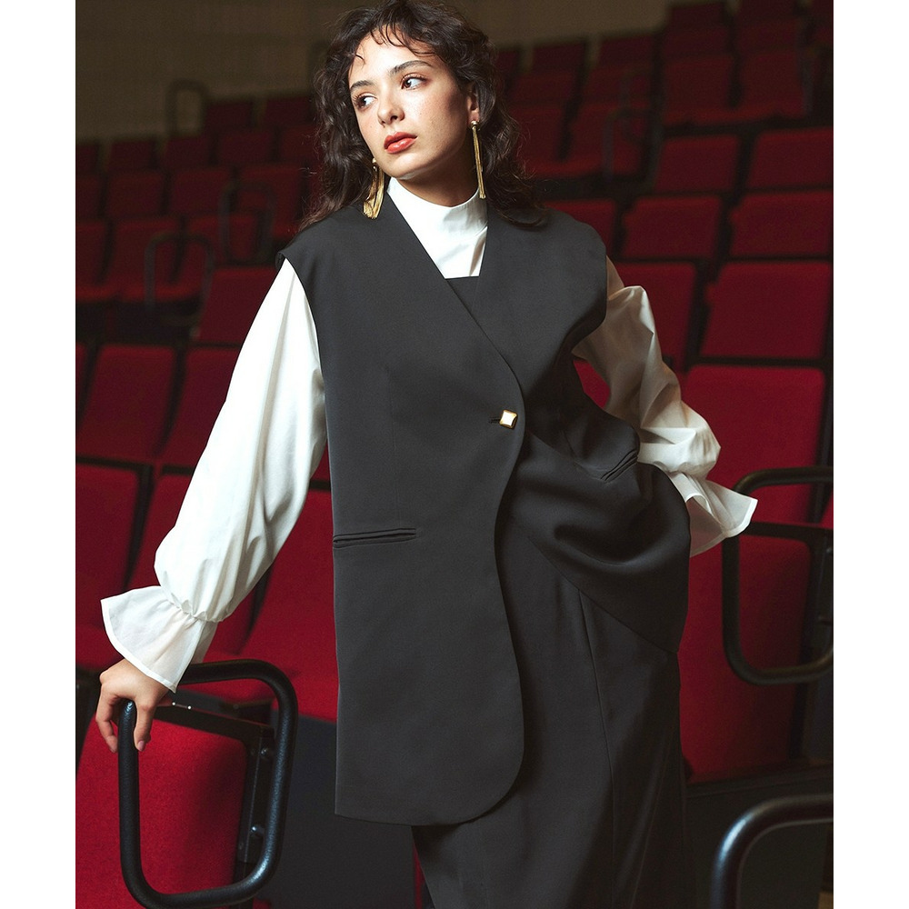 【入学式・卒業式・フォーマル】<単品>前後2WAYオーガンジーリボン付き袖フリルブロードブラウス 大きいサイズ Callarus11