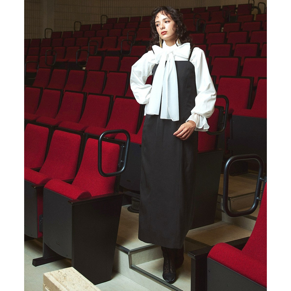 【入学式・卒業式・フォーマル】<単品>前後2WAYオーガンジーリボン付き袖フリルブロードブラウス 大きいサイズ Callarus15