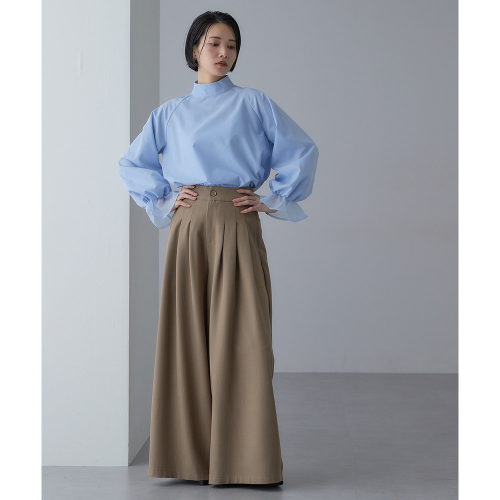 【入学式・卒業式・フォーマル】<単品>前後2WAYオーガンジーリボン付き袖フリルブロードブラウス 大きいサイズ Callarus27