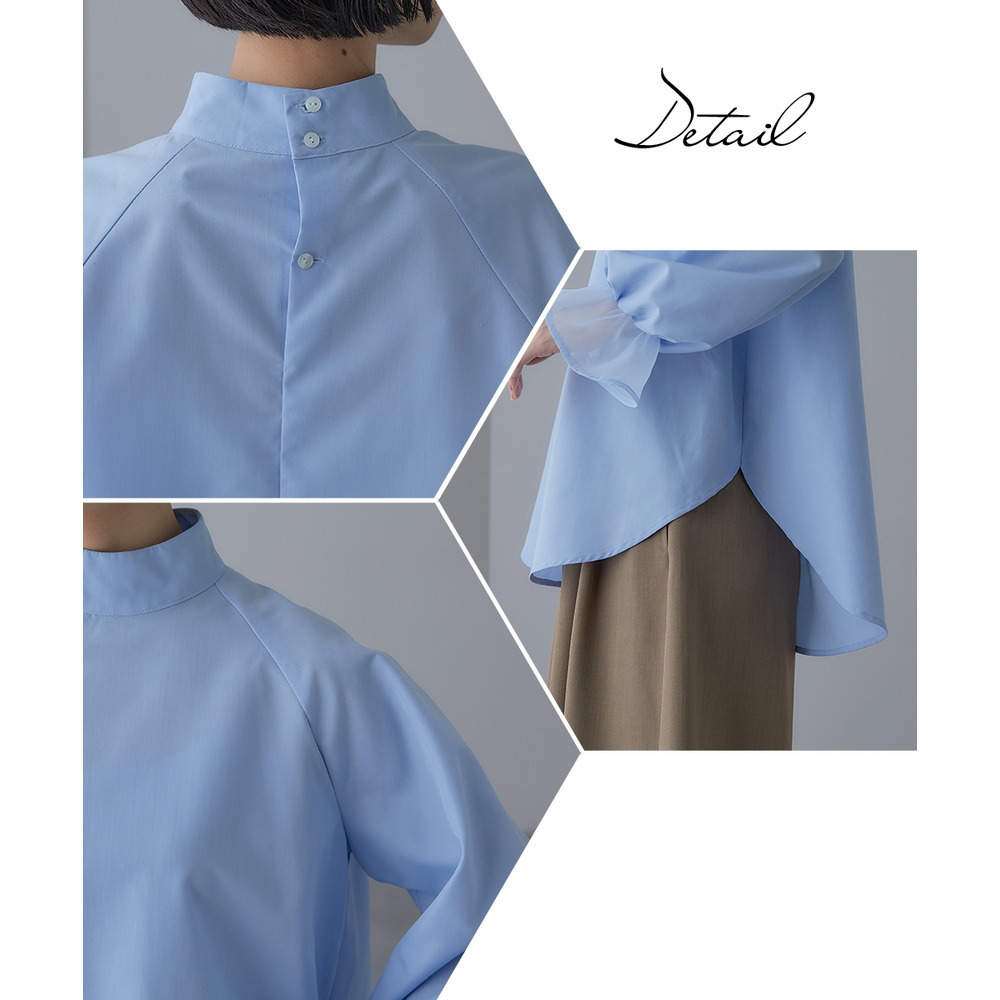 【入学式・卒業式・フォーマル】<単品>前後2WAYオーガンジーリボン付き袖フリルブロードブラウス 大きいサイズ Callarus30