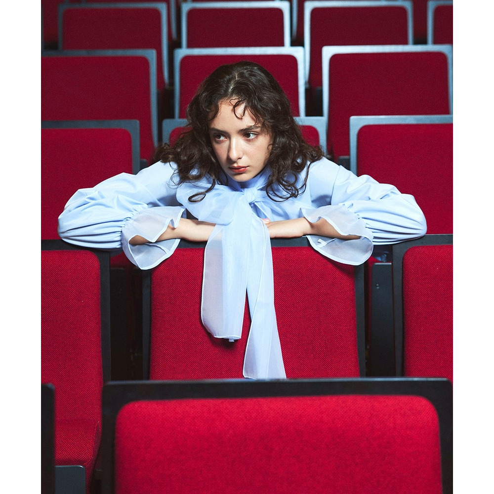 【入学式・卒業式・フォーマル】<単品>前後2WAYオーガンジーリボン付き袖フリルブロードブラウス 大きいサイズ Callarus6