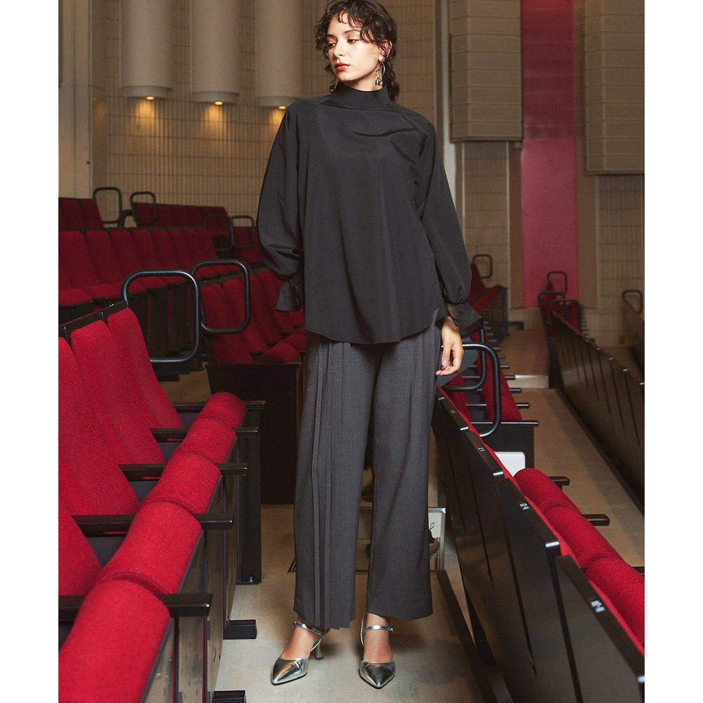 【入学式・卒業式・フォーマル】<単品>前後2WAYオーガンジーリボン付き袖フリルブロードブラウス 大きいサイズ Callarus7