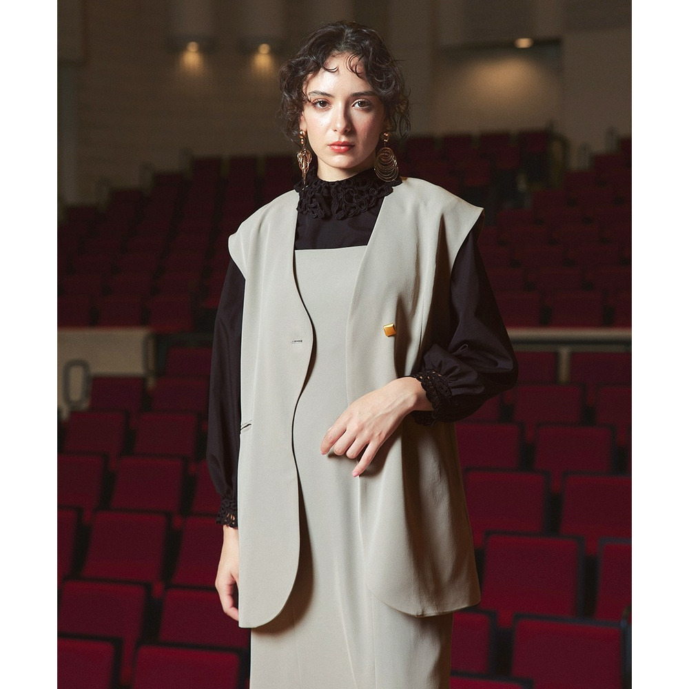 【入学式・卒業式・フォーマル】<単品>取り外せるレース襟付き前後2WAYブロードブラウス 大きいサイズ Callarus11