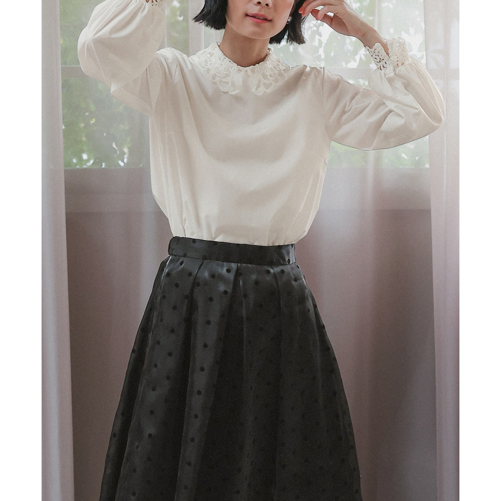 【入学式・卒業式・フォーマル】<単品>取り外せるレース襟付き前後2WAYブロードブラウス 大きいサイズ Callarus18