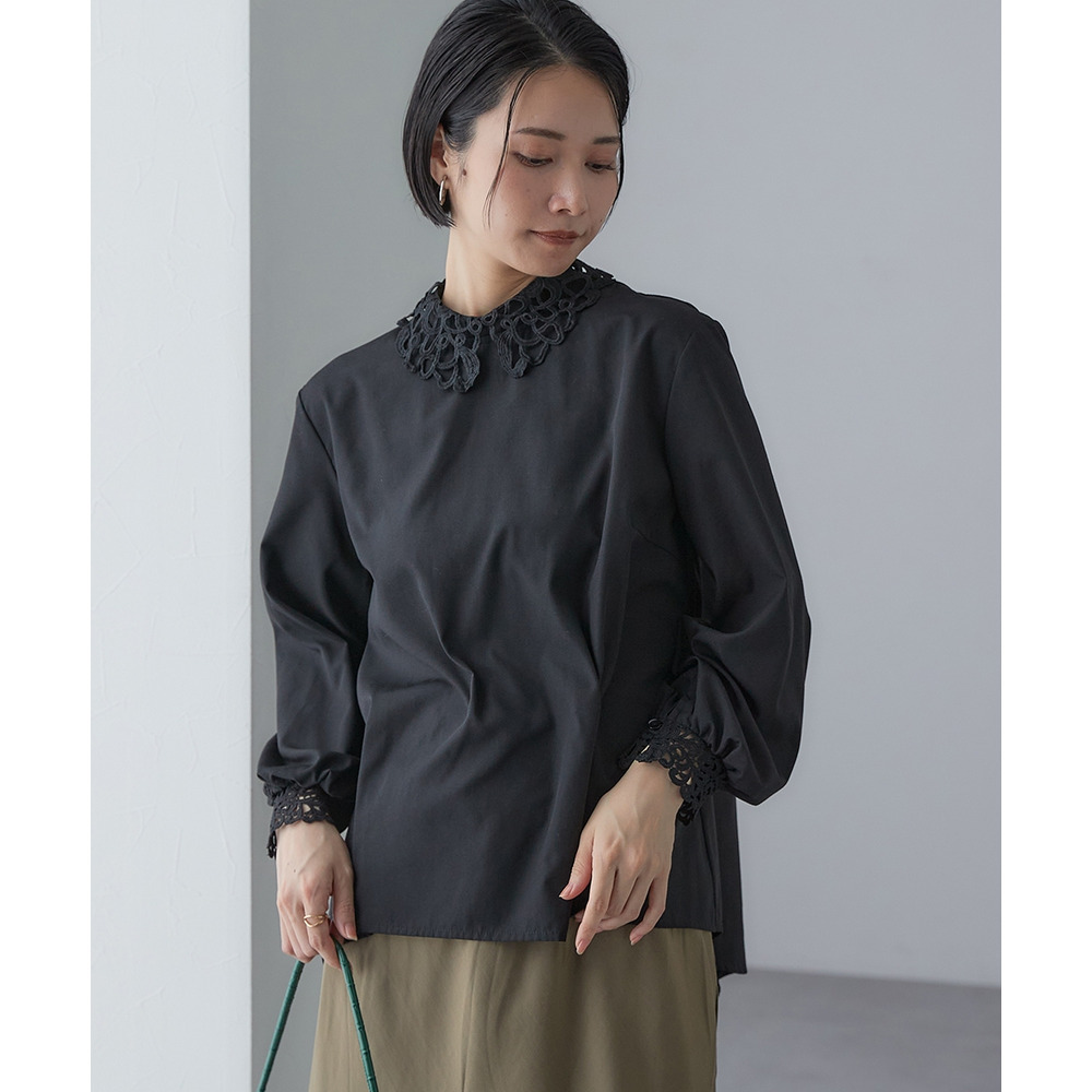 【入学式・卒業式・フォーマル】<単品>取り外せるレース襟付き前後2WAYブロードブラウス 大きいサイズ Callarus23