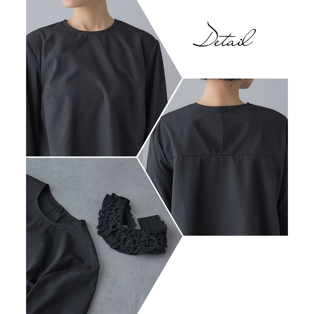 【入学式・卒業式・フォーマル】<単品>取り外せるレース襟付き前後2WAYブロードブラウス 大きいサイズ Callarus30