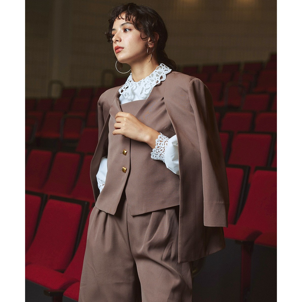 【入学式・卒業式・フォーマル】<単品>取り外せるレース襟付き前後2WAYブロードブラウス 大きいサイズ Callarus6