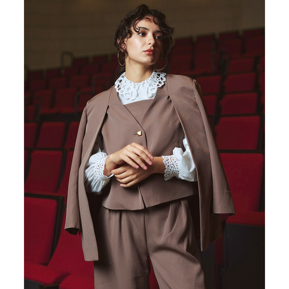 【入学式・卒業式・フォーマル】<単品>取り外せるレース襟付き前後2WAYブロードブラウス 大きいサイズ Callarus7