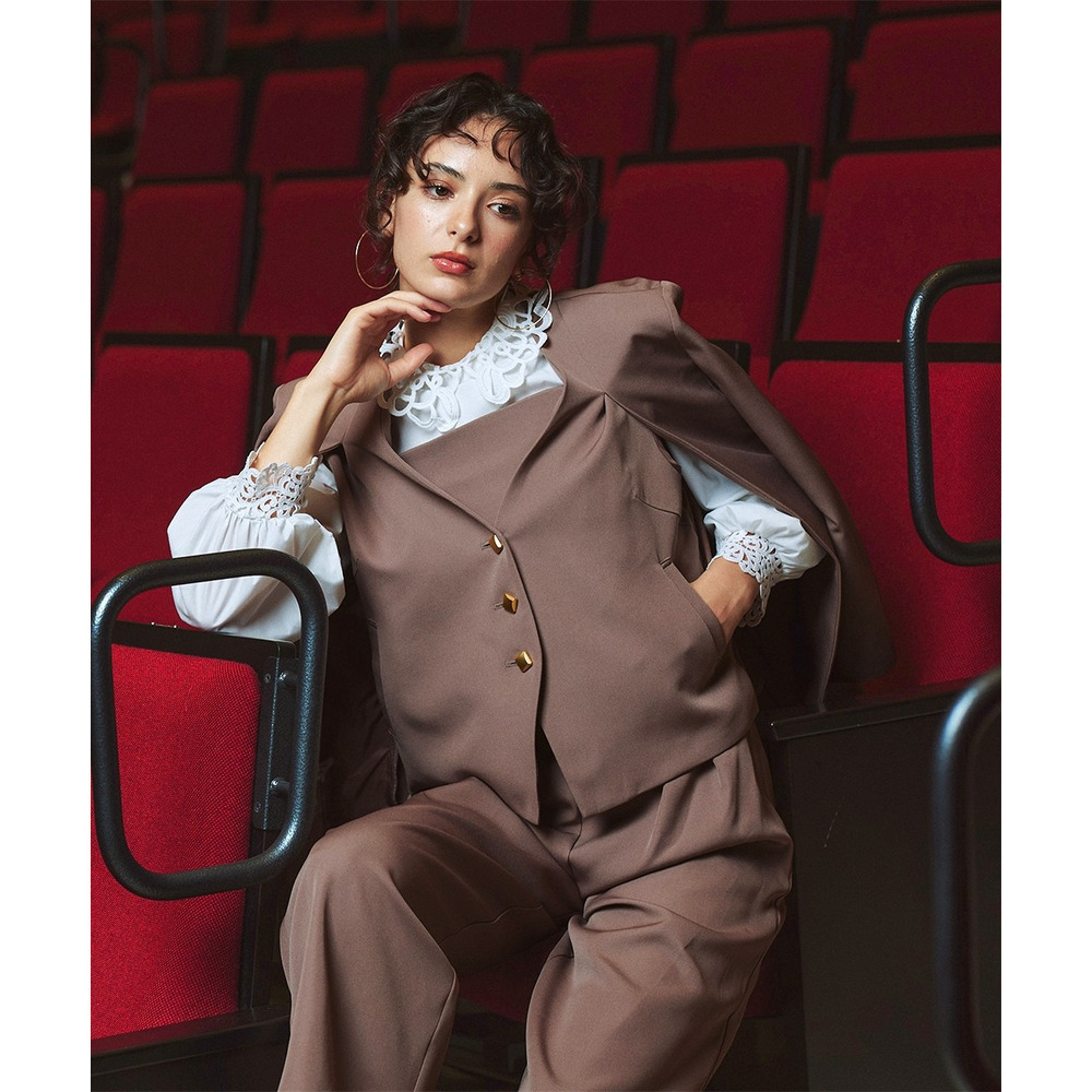 【入学式・卒業式・フォーマル】<単品>取り外せるレース襟付き前後2WAYブロードブラウス 大きいサイズ Callarus8