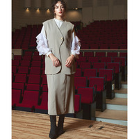 【入学式・卒業式・フォーマル】アシメカーブデザインジレ＋キャミソールワンピースアンサンブル 大きいサイズ　Callarus