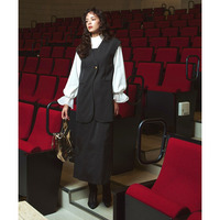 【入学式・卒業式・フォーマル】アシメカーブデザインジレ＋キャミソールワンピースアンサンブル 大きいサイズ　Callarus