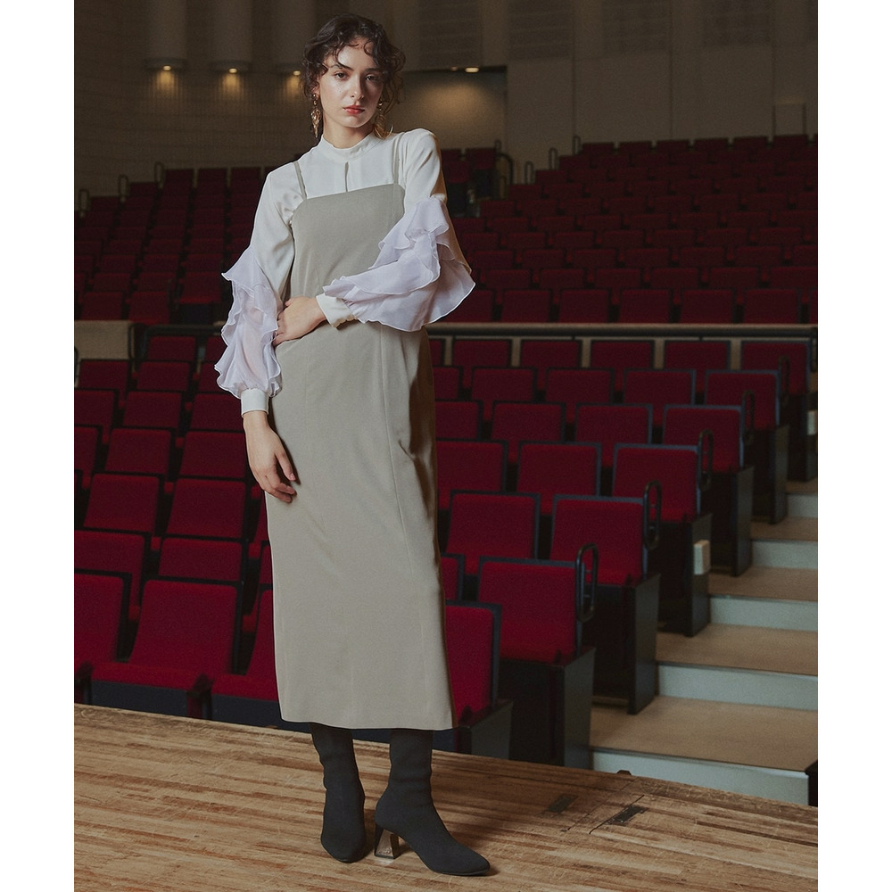 【入学式・卒業式・フォーマル】アシメカーブデザインジレ+キャミソールワンピースアンサンブル 大きいサイズ Callarus12