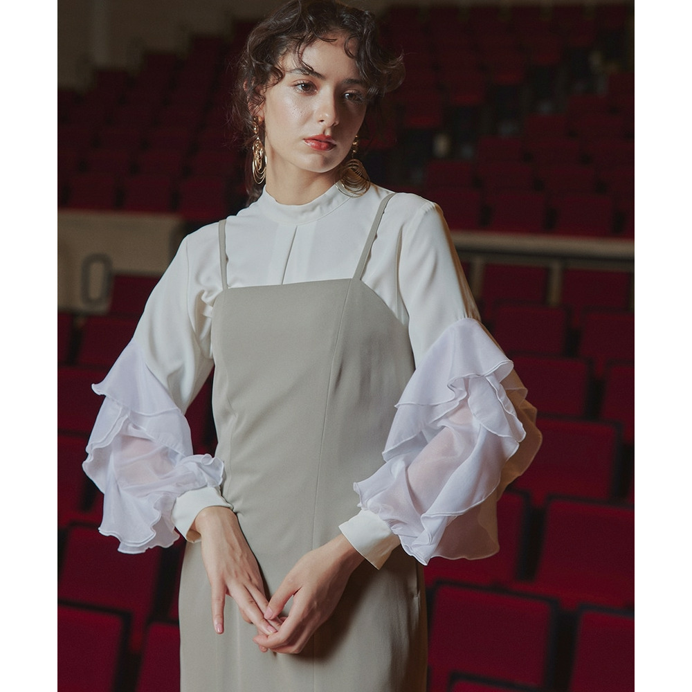 【入学式・卒業式・フォーマル】アシメカーブデザインジレ+キャミソールワンピースアンサンブル 大きいサイズ Callarus13