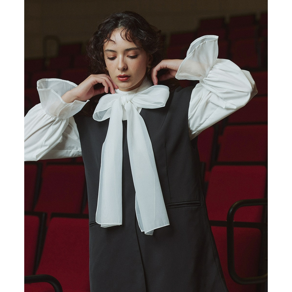 【入学式・卒業式・フォーマル】アシメカーブデザインジレ+キャミソールワンピースアンサンブル 大きいサイズ Callarus16