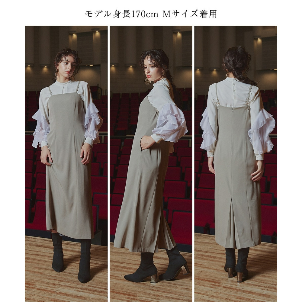 【入学式・卒業式・フォーマル】アシメカーブデザインジレ+キャミソールワンピースアンサンブル 大きいサイズ Callarus28