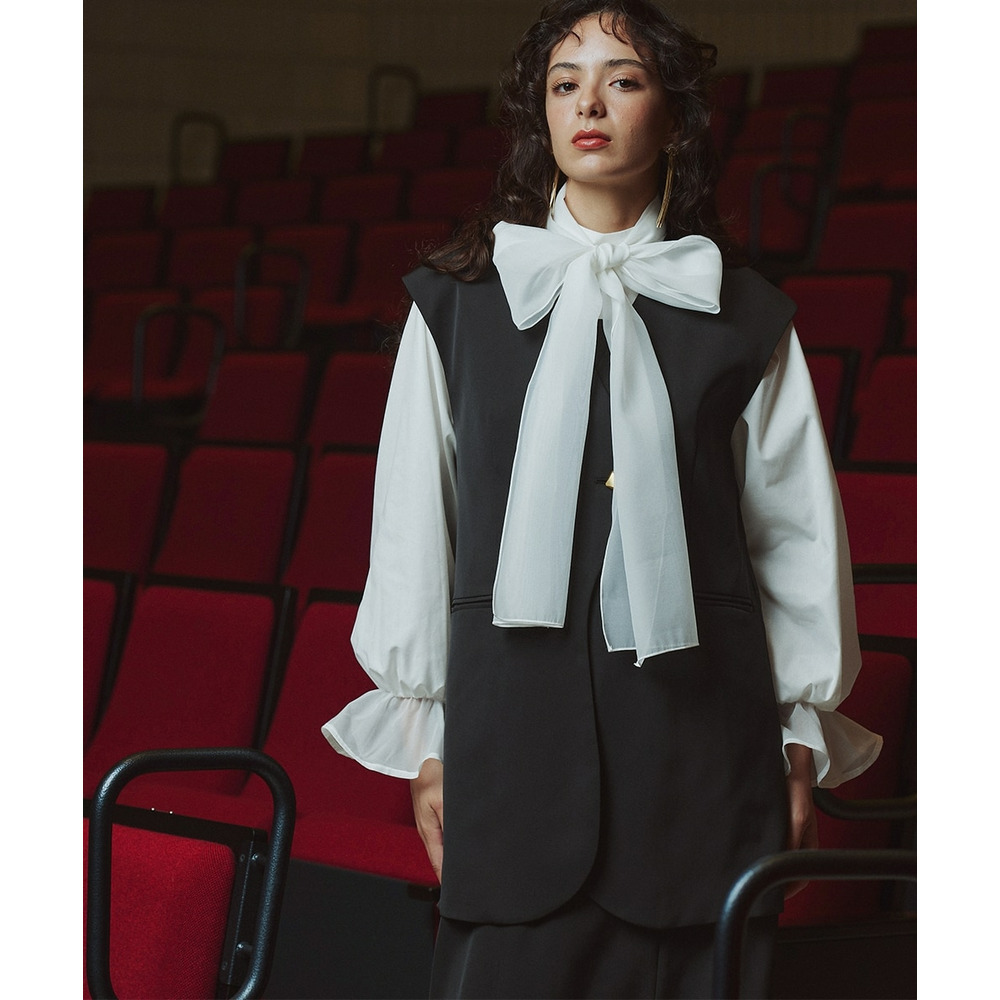 【入学式・卒業式・フォーマル】アシメカーブデザインジレ+キャミソールワンピースアンサンブル 大きいサイズ Callarus8