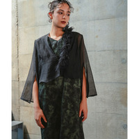 【お呼ばれ・よそいき・結婚式・パーティー・オケージョンドレス】＜単品＞取り外しチュールフリルデザインシアーボイル袖スリット２WAYボレロジャケット 大きいサイズ　Callarus