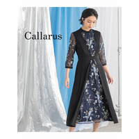 【大きいサイズ】【結婚式・パーティー・オケージョンドレス】＜Callarus＞Switching Front Embroidery Lace Onepiece Dress