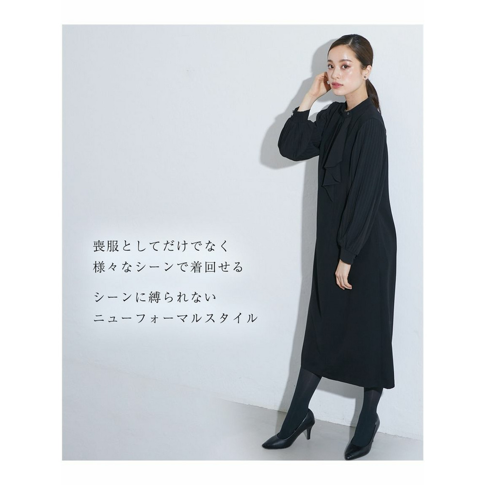 【大きいサイズ】【喪服・礼服】＜Callarus＞洗える防しわフロントデザイン袖プリーツワンピース4