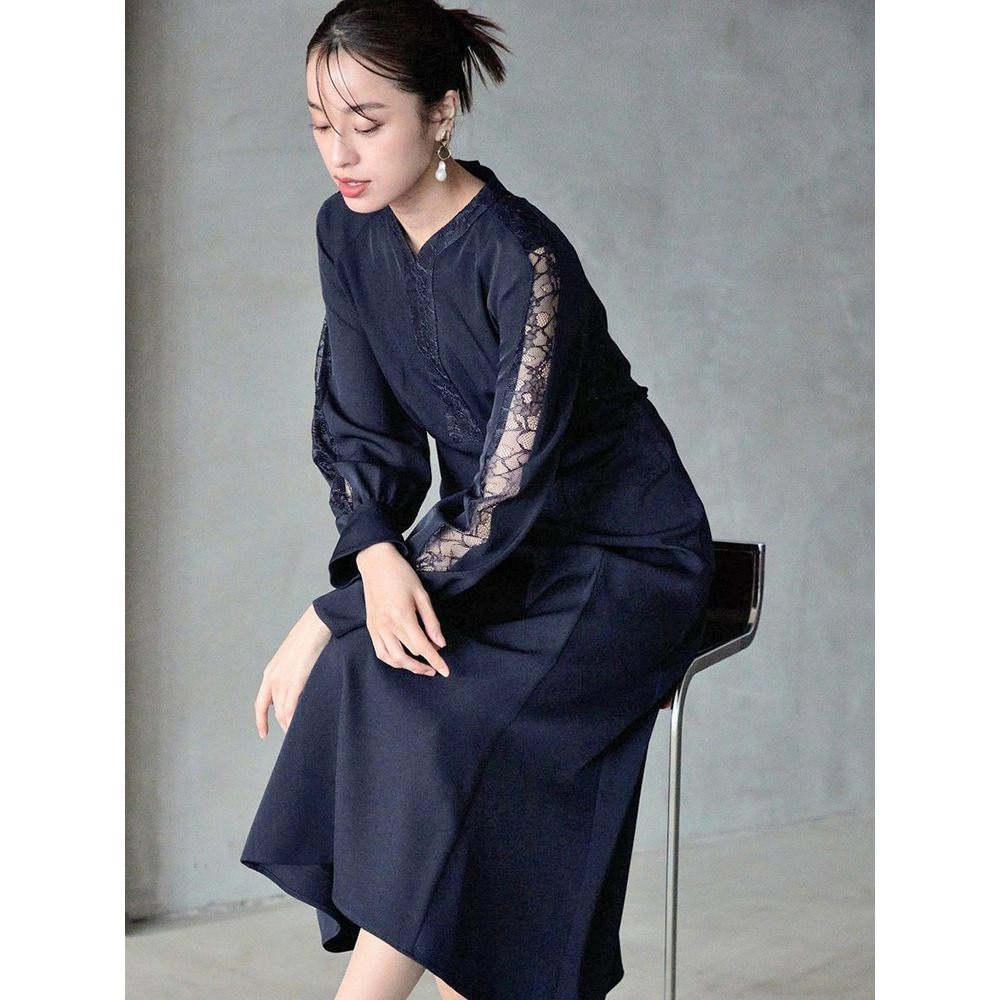 【大きいサイズ】【結婚式・パーティー・オケージョンドレス】＜Callarus＞Lace Design Mermaid Line Onepiece Dress7