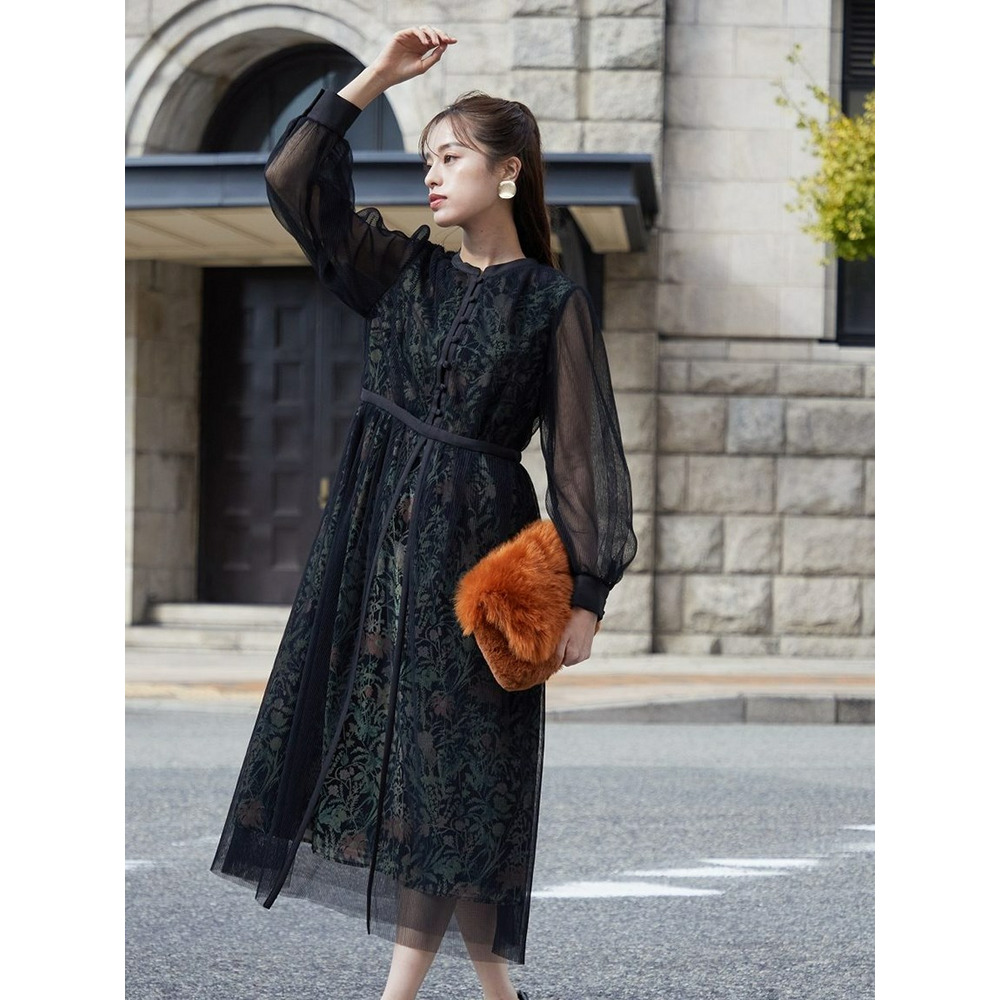 【大きいサイズ】【結婚式・パーティー・オケージョンドレス】＜Callarus＞Flower Printed Tulle Onepiece Dress5