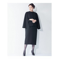 【喪服・礼服】日本製生地使用　洗える防しわマント風デザインジャケットワンピースアンサンブル　大きいサイズ　Callarus
