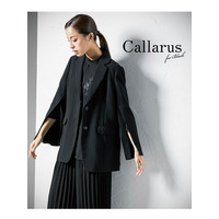 【大きいサイズ】【入学式・卒業式・喪服・礼服・フォーマル】＜Callarus＞袖スリットデザインテーラードジャケット［単品］