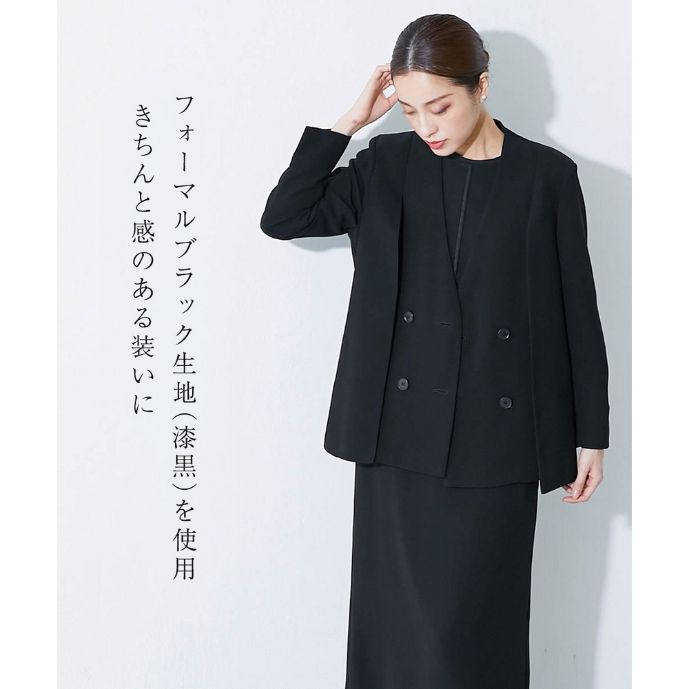 【大きいサイズ／喪服・礼服】日本製生地使用　洗える防しわケープ風デザインノーカラージャケットワンピースアンサンブル（Callarus）9