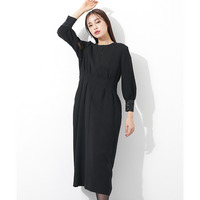 【喪服・礼服】日本製生地使用　洗える防しわ袖口ジャガード使い前開きデザインワンピース　大きいサイズ　Callarus