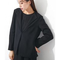 【喪服・礼服】【単品】日本製生地使用　洗える防しわフロントホックラペルジャケット　大きいサイズ　Callarus