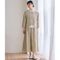 【フォーマル】リネンライクパンツスーツ3点セット（ジャケット＋ブラウス＋スカーチョ）　大きいサイズ　Neina